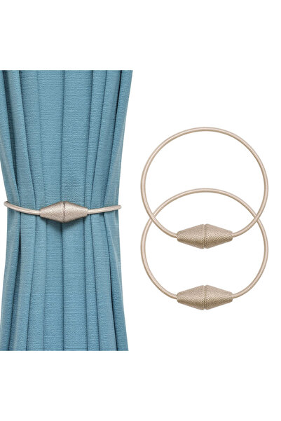 Choice رباطات ستائر مغناطيسية قوية على شكل مخروطي على الطراز الأوروبي، قطعتان باللون البيج، مناسبة للستائر الرقيقة أو الثقيلة