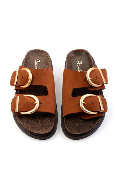 Bambi Taba Leather Women's Slippers K04666013901