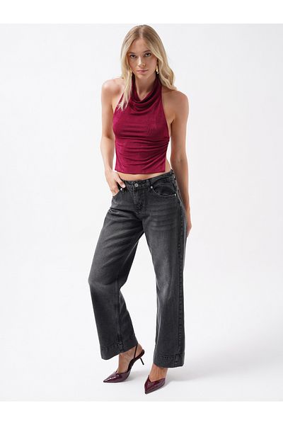 Black Fashion Double Leg High Waist Black Jean