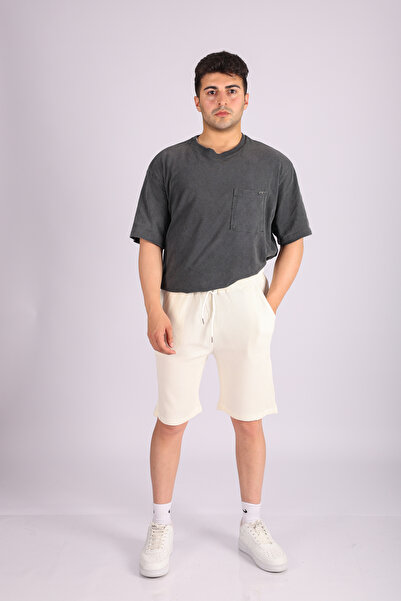 JAKOTTO Erkek Waffle Kumaş Bermuda Şort