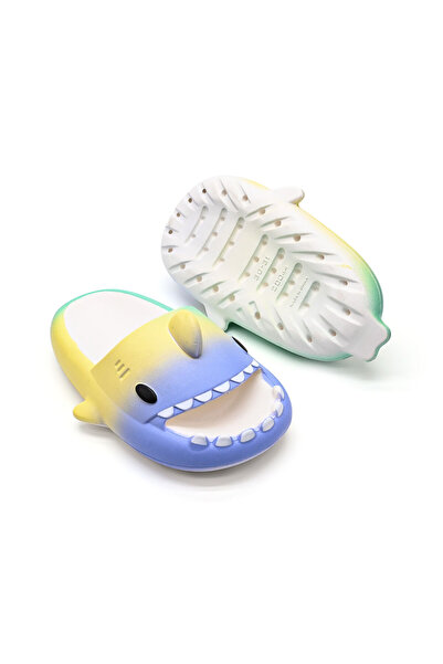 Tmall Slippers for Women and Children,Shark Shape,Gradient Colors,Foam,PC01,Yellow