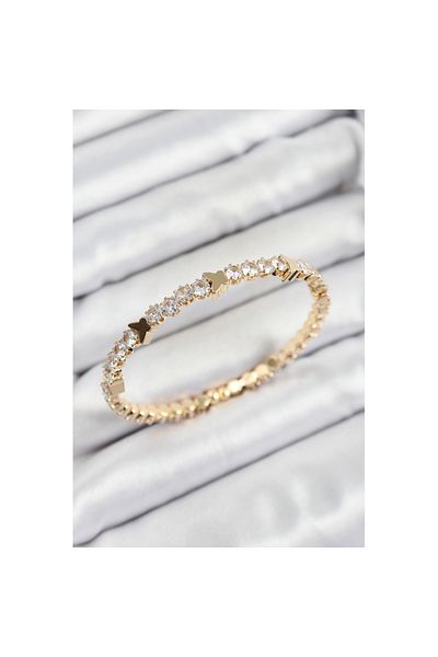 Skygo Brass Zircon Stone Butterfly Model Gold Color Spring Women's Bracelet - Tj-Bb7223
