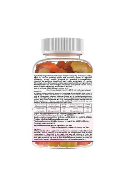OEM Vitamin D3 2000 IU + Vitamin K2 90 mcg fara zahar, Vegan Gummy TooMax, 45 jeleuri gumate