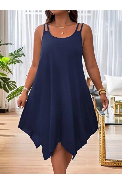 Bijuterria Women's Strappy Round Asymmetrical Cut Detailed Viscose Dress