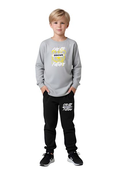 FYK KİDS Boy's Create Future Printed Zero-Collar Muslim Bottom-Up Set