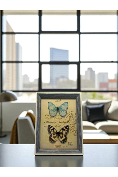 CİHO Ramă foto / memorie decorativă din lemn cu sticlă, 13×18 cm, cu detalii în alb contrastant