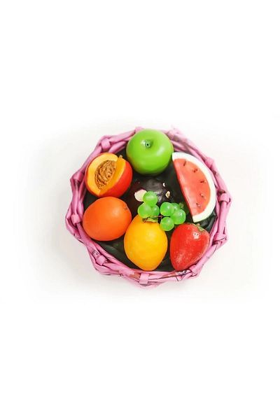 Halımax Handmade Decorative Mis Scented Natural Fruit Soap with Basket 8 Pieces