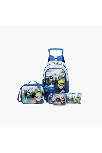 TV TOKYO Naruto Print 5-Piece Trolley Backpack Set - 16 inches