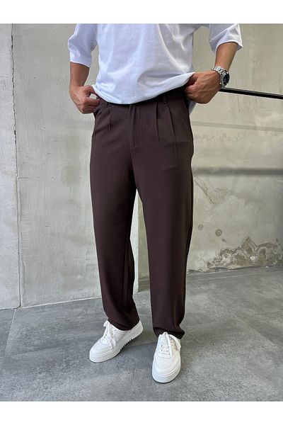DİFRANSEL Comfortable Fit Pleated Fabric Baggy Pants