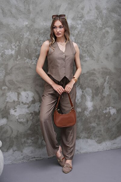 esmacamoda Women's Vest Set Mink Modal Fabric Vision Color