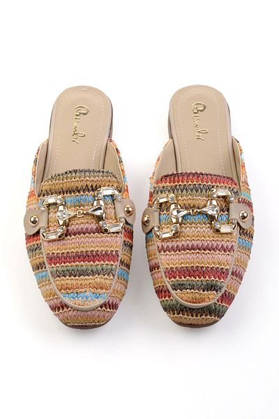 Bambi Beige Multicolor Women's Slippers K04688001828