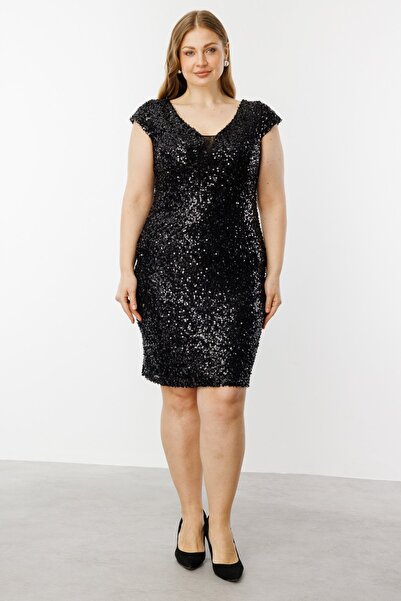 Ekol Pullu Payetli Mini Boy Elbise