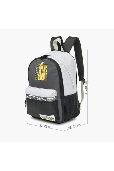 Pokemon Pikachu Print Backpack with Adjustable Straps and Zip Closure - 16 inches