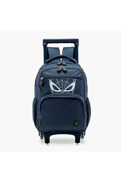 Marvel Spider-Man Print Trolley Backpack with Wheels and Zip Closure - 14 inches