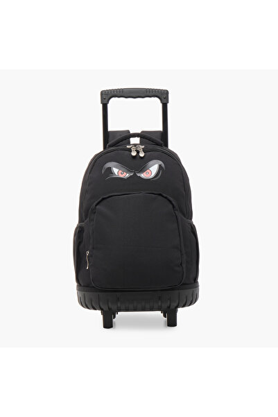 Juniors حقيبة ظهر بعجلات بطبعة وجه غاضب بمقبض قابل للسحب - 16 بوصة