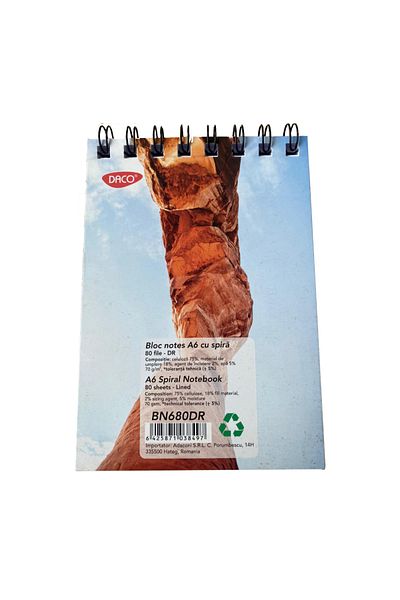 daço Daco A6 Ruled Spiral Notepad, Size 14.7x10.5 cm, 80 Sheets
