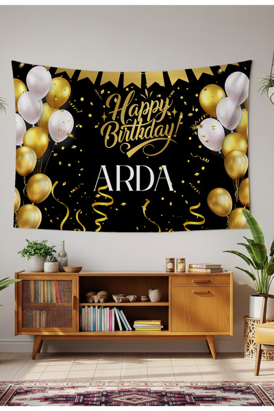 GREENDECOR Kişiye Özel Doğum Günü Duvar Örtüsü İyi ki Doğdu Happy Birthday İs...