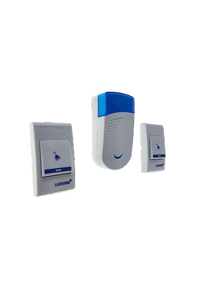 LUCKARM Sonerie 5603, fără fir, cu două butoane, 32 de melodii, alb cu albastru