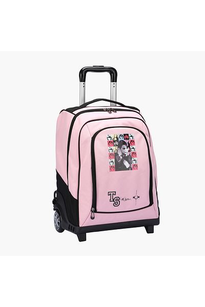 Celebrtyicons Swifties Print Trolley Backpack with Adjustable Straps and Zip Closure - 36x23x47 cm