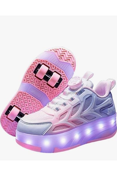 3b kids Pink Roller Skates Light Shoes Sneakers Skates Children