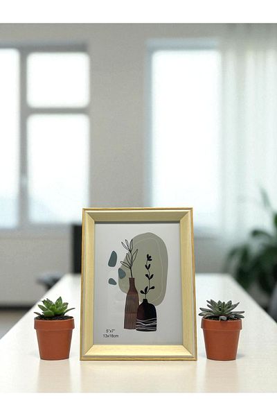CİHO 13×18 cm Glass Wooden Decorative Contrast White Detailed Photo / Memory Frame