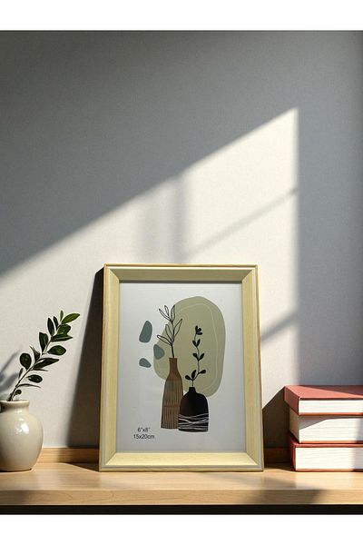 CİHO 15×20 cm Glass Wooden Decorative Contrast White Detailed Photo / Memory Frame