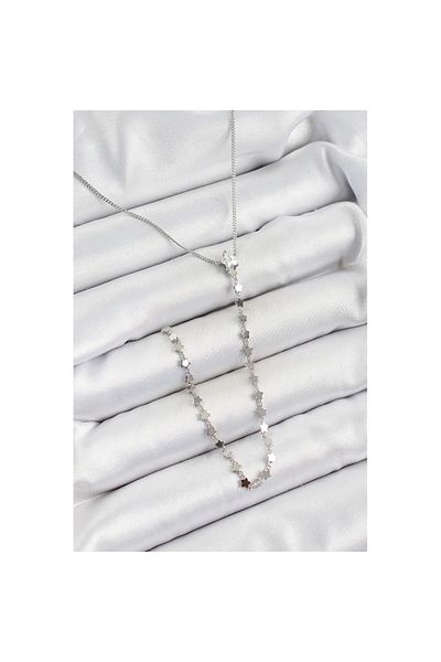 Skygo Brass Zircon Stone Star Figured Y Model Silver Color Women's Necklace - Tj-Bko10309