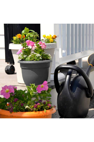 FiSKARS أريانا - وعاء بلاستيكي ذاتي الري، رمادي فحمي، 10 بوصات