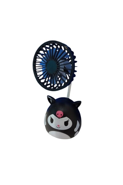 FAMEMUS ACCESSORY Kuromi Figürlü Mini Masaüstü USB Fan – Taşınabilir Tasarım Hediyelik eşya Doğum günü