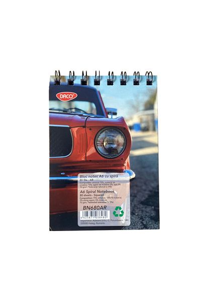daço Daco A6 Spiral Notepad with Math Grid, Size 14.7x10.5 cm, 80 Sheets