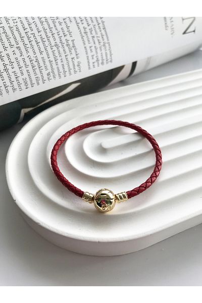 Dinçerler tekstil Red Leather Braid Bracelet