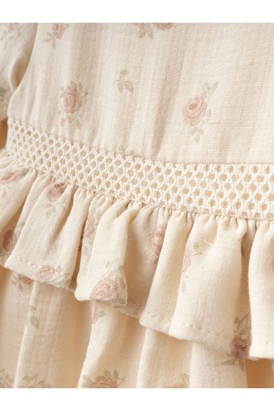 Cherrys Bebek Girl's Floral Patterned Long Sleeve Muslin Dress