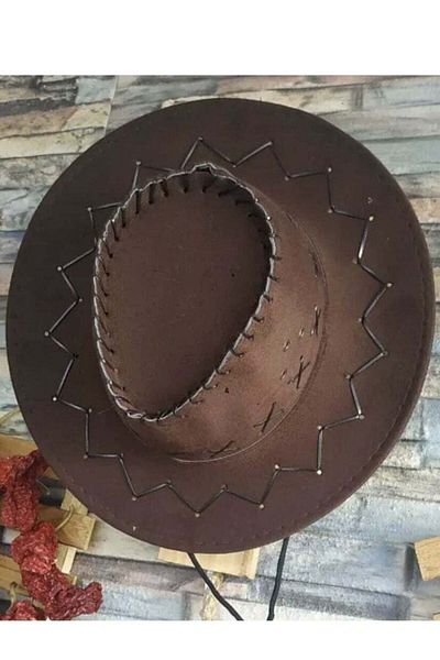 Generic Drawstring Casual Cowboy Hat Brown