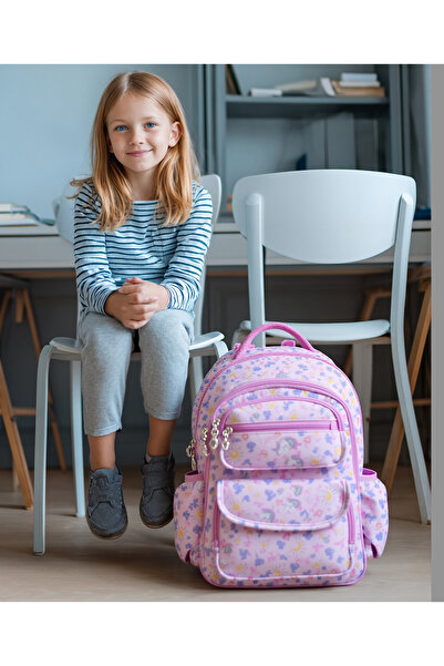 Bonfino Bonfino Unicorn School Bag, Padded Shoulder Straps, Pink - 19 Inches