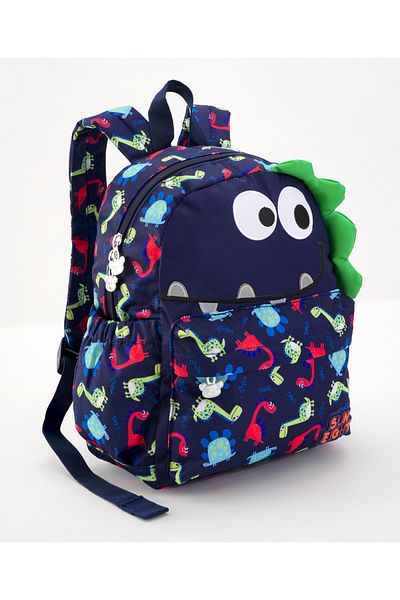 Bonfino Bonfino Dinosaur Printed Backpack, Adjustable Shoulder Strap, Blue - 13 Inches