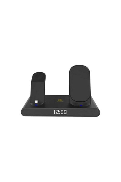 Z Zeleno Încărcător wireless 3 în 1 cu ceas, încărcare rapidă 15W, încărcare rapidă 3.0