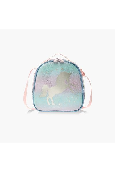 Juniors Unicorn Print Lunch Bag with Adjustable Strap and Zip Closure