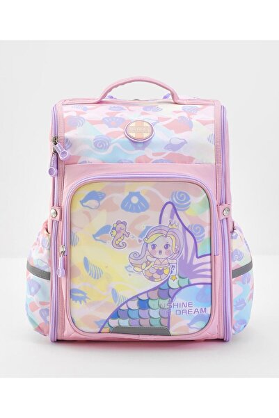 Bonfino Bonfino Mermaid Theme Backpack, Adjustable Shoulder Strap, Purple/Pin...