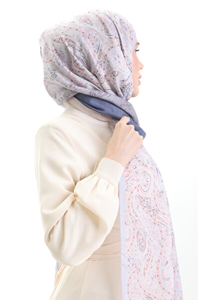 sefamerve Βαμβακερό σάλι Karaca με σχέδιο 82003-04 Light Salmon Indigo