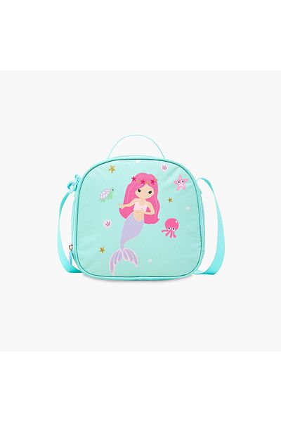 Juniors Mermaid Print Lunch Bag with Adjustable Strap and Zip Closure