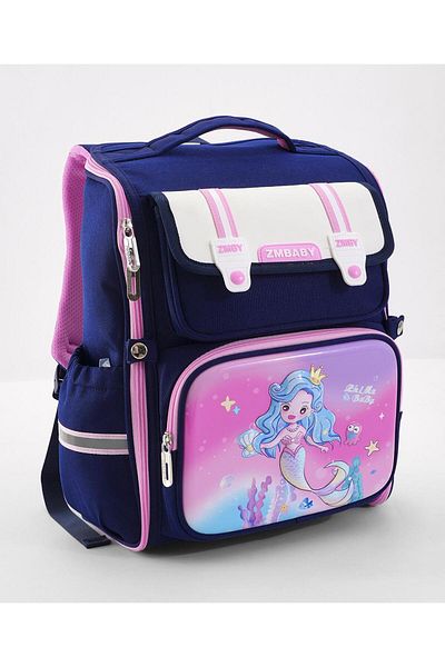 Bonfino Bonfino Mermaid School Bag, Padded Straps, Chest Strap, Blue and Pink - 16 Inches