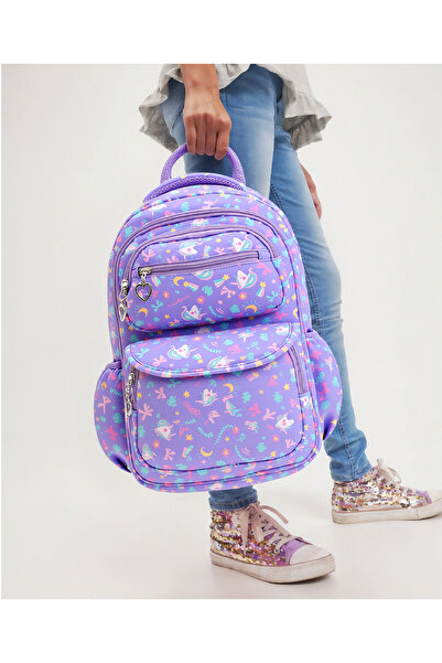 Bonfino Bonfino Unicorn School Bag, Padded Shoulder Straps, Purple - 19 Inches
