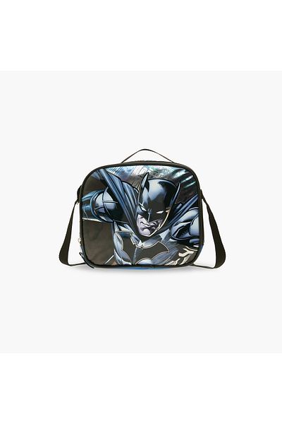 Warner Bros Batman Print Lunch Bag with Zip Closure