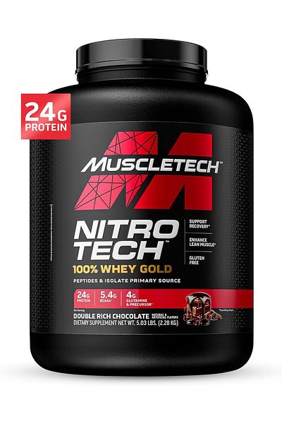 MUSCLETECH Mtnitro Tech 100% Whey Gold Double Rich Chocolate 2Lbs