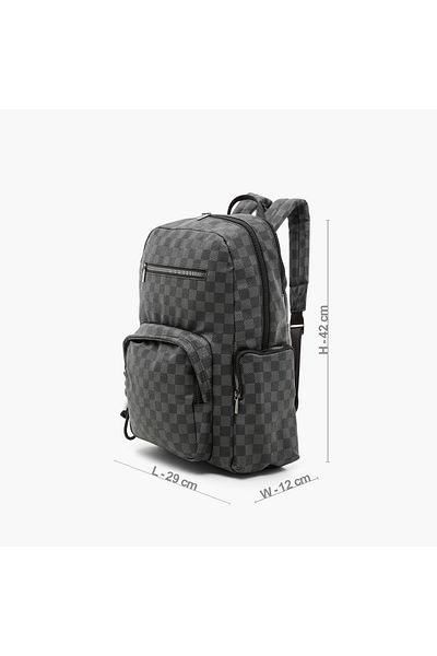 Juniors Checked Backpack with Adjustable Shoulder Straps and Zip Closure - 17 inches