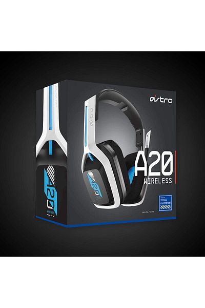 Astro Gaming A20 Wireless Headset Gen 2 for PlayStation 5 and 4, PC & Mac - White/Blue