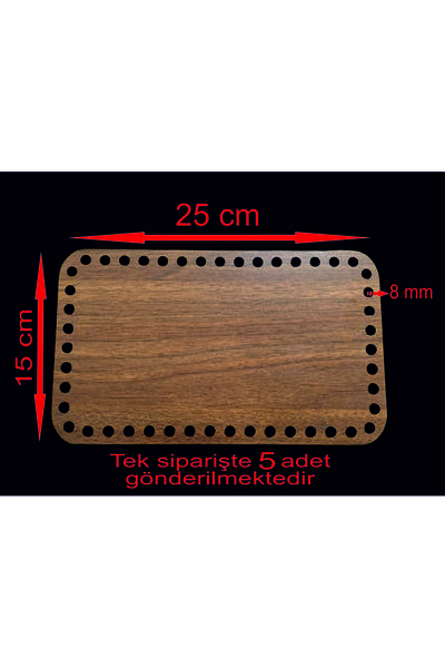 Wood Walnut 25x15 Cm 5 pcs Bamboo Tray Knitting Plate Underplate Perforated Underplate Crochet Base Work Basket Base