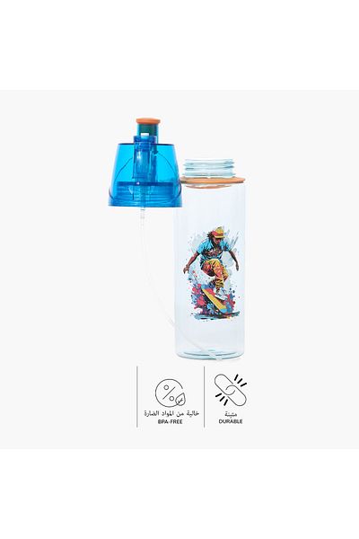 Juniors Graphic Print Sipper Water Bottle with Screw Lid and Handle - 580 ml