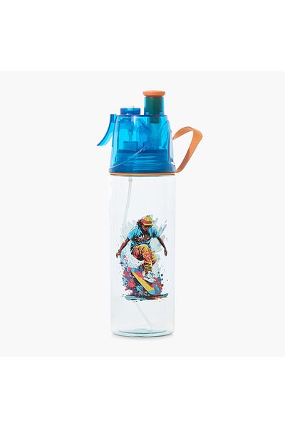 Juniors Graphic Print Sipper Water Bottle with Screw Lid and Handle - 580 ml