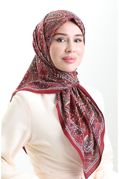sefamerve Φουλάρι Karaca με σχέδιο Kupra 81093-05 Claret Red Grey